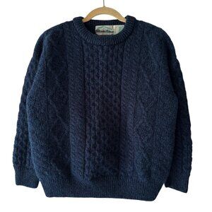 Aran Crafts 100% Wool Cable Knit Fisherman Sweater